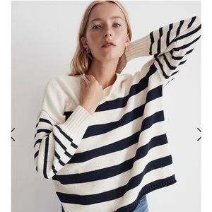Madewell Conway Pullover Sweater Antique Cream Stripe NWOT XS